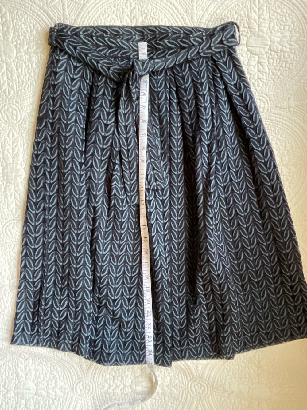 ICE Black Textured A-Line Midi Skirt with Braided Tie Belt Size M - Picture 5 of 9